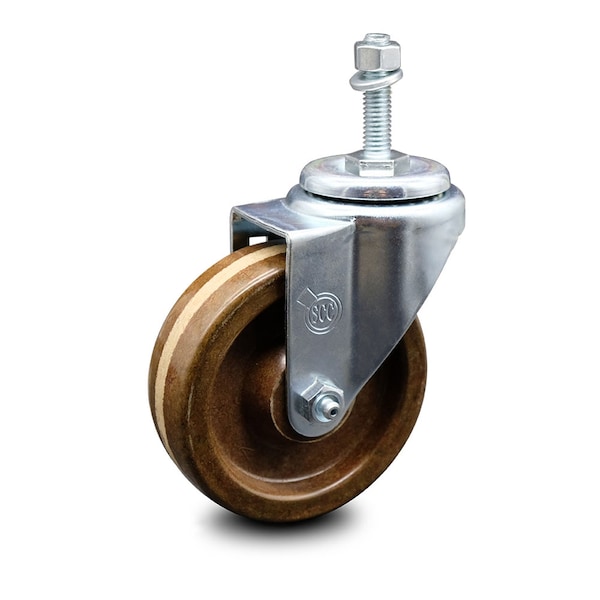 4 Inch High Temp Phenolic Wheel Swivel 10mm Threaded Stem Caster SCC